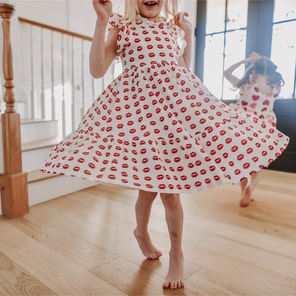 New Pink Chicken Jennifer Dress - Tango Red Kisses - 3Y